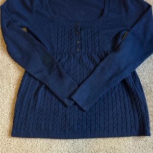 Hollister Deep Blue Cable Knit Sweater